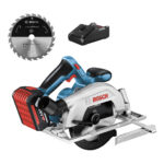 Акумулаторен ръчен циркуляр Bosch с 1 батерия и зарядно, 18 V, 5 Ah, ф 165 мм, 5000 об./мин GKS 185-Li