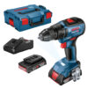 Акумулаторна бормашина Bosch ударна с 2 батерии и зарядно, 18 V, 2 Ah, 50 Nm, 0-1800 об./мин, 1.5-13 мм GSB 18V-50