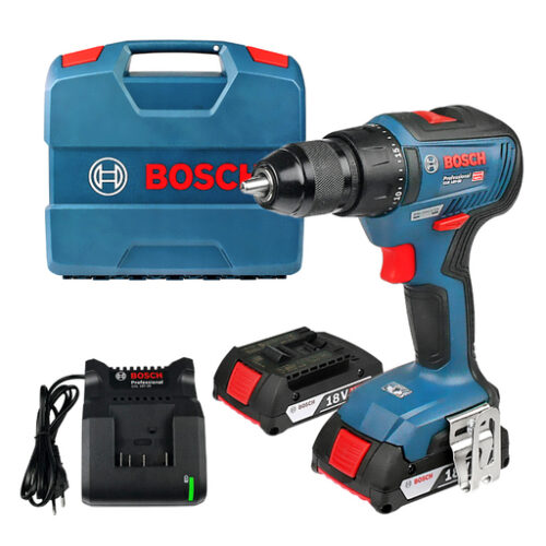 Акумулаторен винтоверт Bosch с безчетков двигател с 2 батерии и зарядно, 18 V, 2 Ah, 50 Nm, 1.5-13 мм GSR 18V-50 Professional